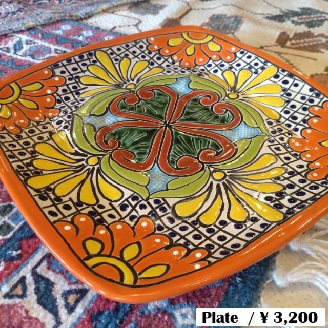 Mexico Guanajuato Ware Square plate Orange Flat plate Platter