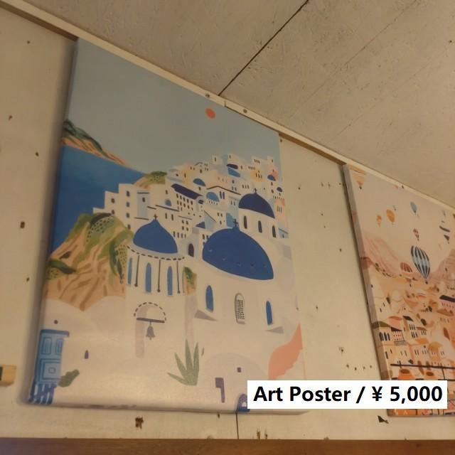 TOPANGA Zakka 地中海アートポスター　ギリシャサントリーニ島　インテリア　壁掛け　置き型　空間演出　アート　　 | 