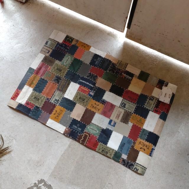 TOPANGA Homefurnishing　デニムレザーパッチラグマット　ベージュカラー　50×80cm　玄関マット　ラグマット　本革　牛革 |  | 12