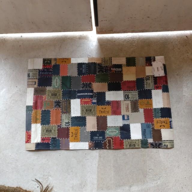 TOPANGA Homefurnishing　デニムレザーパッチラグマット　ベージュカラー　50×80cm　玄関マット　ラグマット　本革　牛革 |  | 01