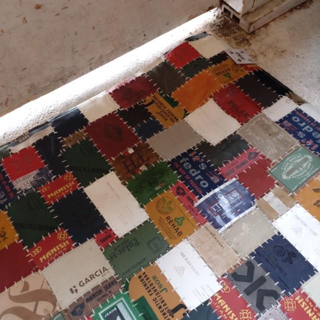 TOPANGA Homefurnishing　デニムレザーパッチラグマット　ベージュカラー　80×140cm　玄関マット　ラグマット　本革　牛革 |  | 04