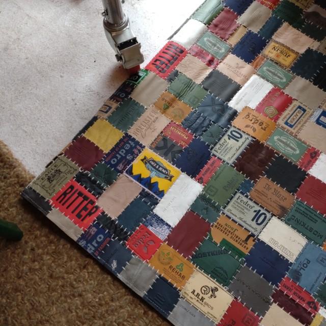 TOPANGA Homefurnishing　デニムレザーパッチラグマット　ベージュカラー　80×140cm　玄関マット　ラグマット　本革　牛革 |  | 07