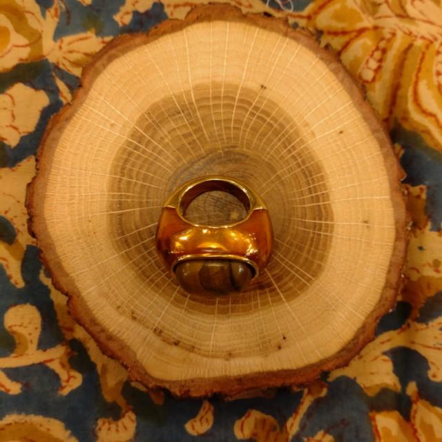 TOPANGA Jewelry 　Cabochon Cut Tiger ’s　Eye Ring　Ring Size 12　Ring　Accessory　Present　Simple　Vintage　Antique |  | 07