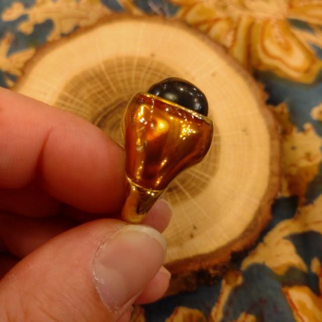 TOPANGA Jewelry 　Cabochon Cut Tiger ’s　Eye Ring　Ring Size 12　Ring　Accessory　Present　Simple　Vintage　Antique |  | 08