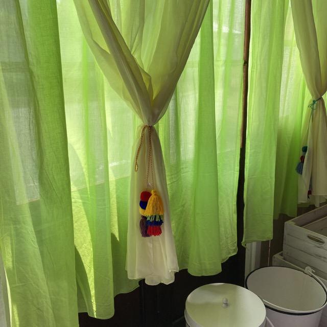 ダブルガーゼカーテン グリーン 100×138cm : 輸入雑貨屋 BON ETO