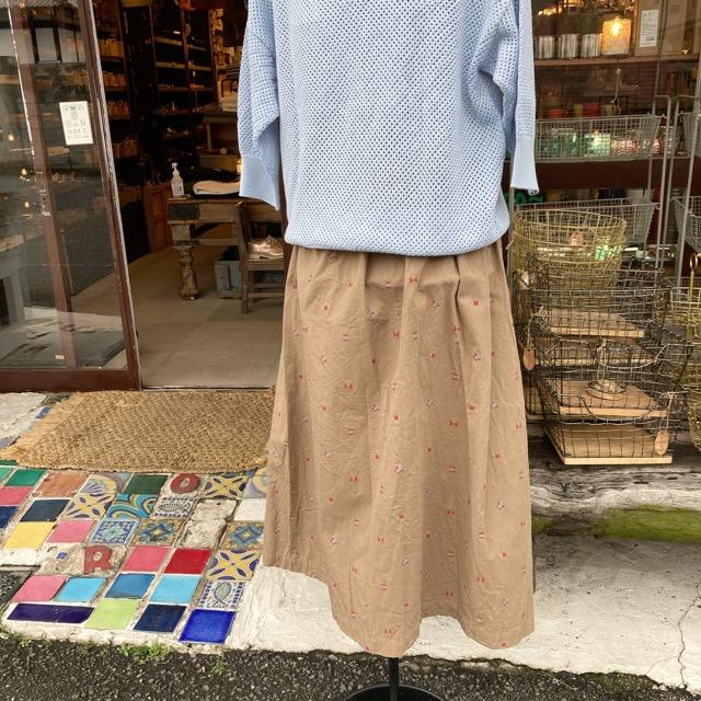 ホームスパン homspun スカート ドット柄 ペチコート付 homspun ホームスパン カットジャガードバックギャザースカート