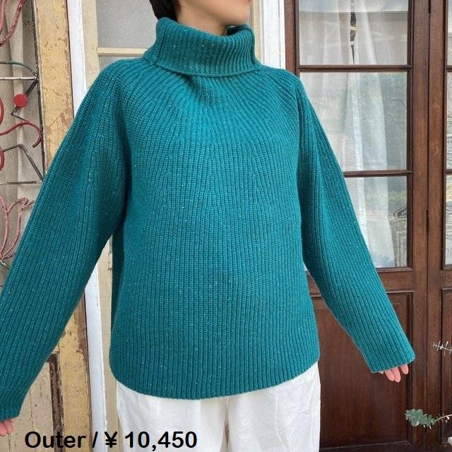 ICHI（イチ） ソリッドタートルネックニット グリーン : 輸入雑貨屋