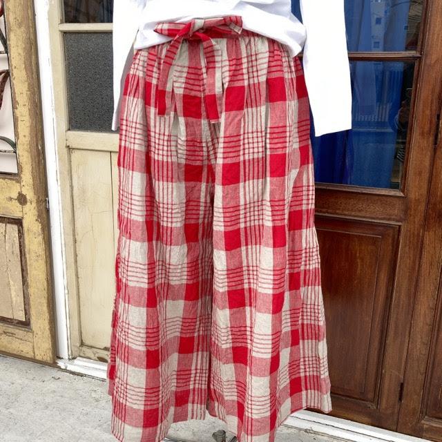 ichi Antiquite's(イチアンティークス) リネンチェックワイドパンツ