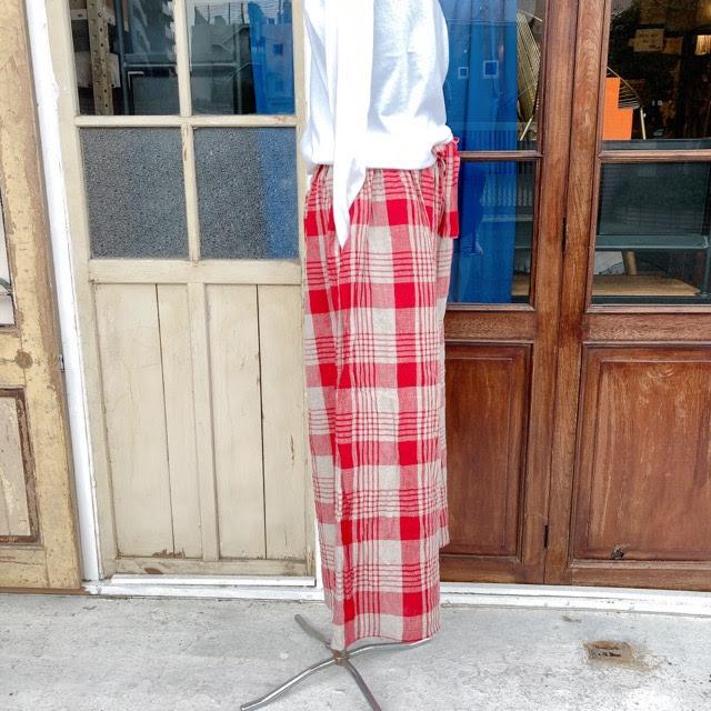 ichi Antiquite's(イチアンティークス) リネンチェックワイドパンツ