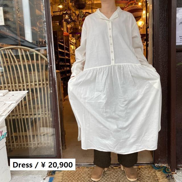 ICHI（イチ） カディコットンワンピース ホワイト : 輸入雑貨屋 BON