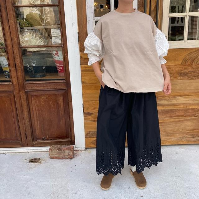 ICHI（イチ） スカラップレースワイドパンツ ブラック : 輸入雑貨屋