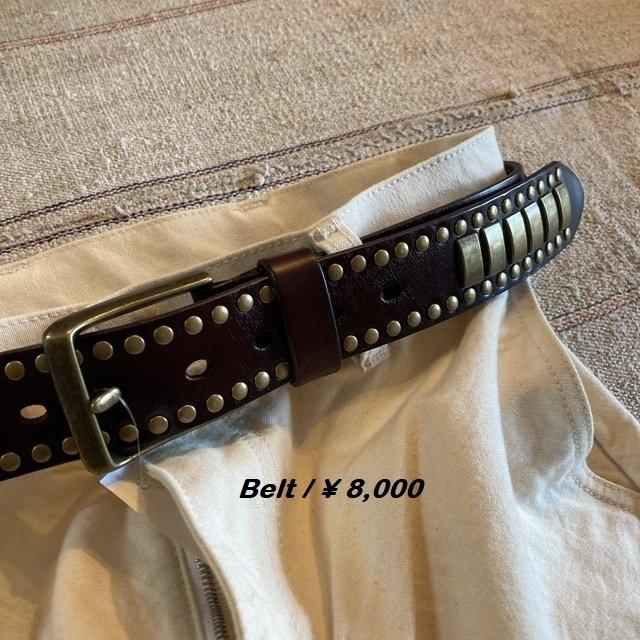 TOPANGA ACCESSORIES スクエアスタッズベルト ダークブラウン : 輸入