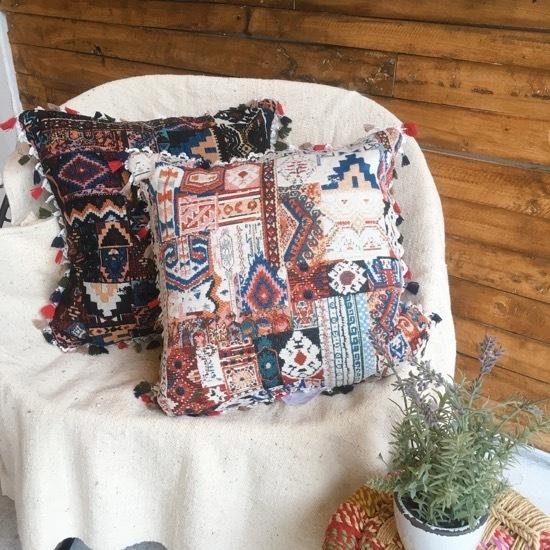 ミックスキリムクッションカバー ブラック : 輸入雑貨屋 BON ETO