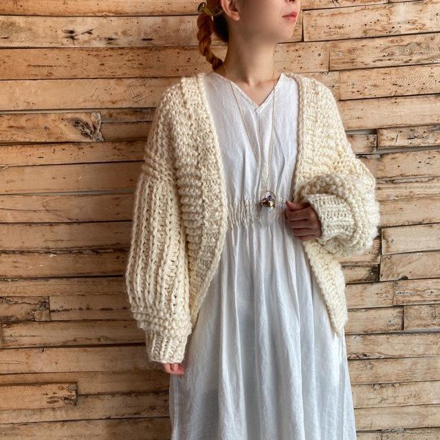 TOPANGA Lady's ハンドメイドルーズニットカーディガン アイボリー