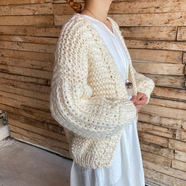 TOPANGA Lady's ハンドメイドルーズニットカーディガン アイボリー