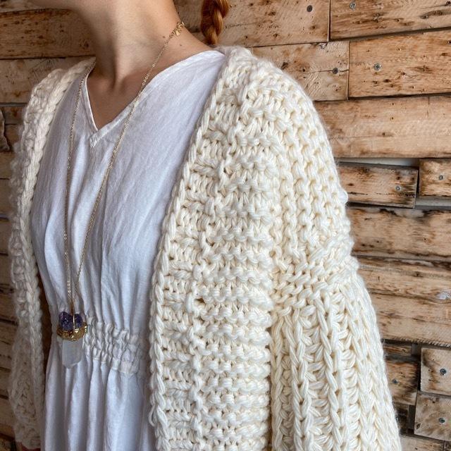 TOPANGA Lady's ハンドメイドルーズニットカーディガン アイボリー