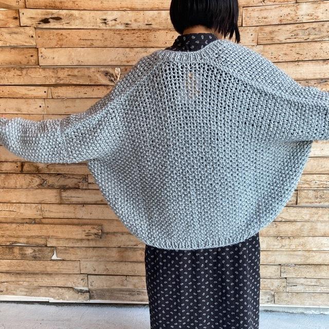 Hand Made Knit スローチルーズニットカーディガン グレー : 輸入雑貨