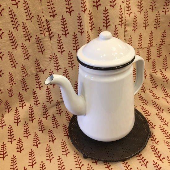 ホーローコーヒーポット ホワイト×ブラック : 輸入雑貨屋 BON ETO