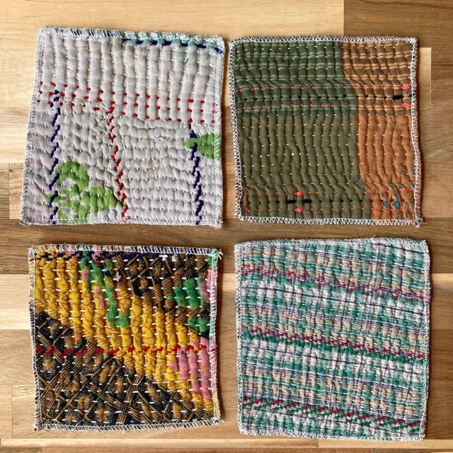 め*ん様 ヴィンテージ　ラリーキルト　グリーンブラウン TOPANGA Kitchen ヴィンテージラリーキルトコースター アソート