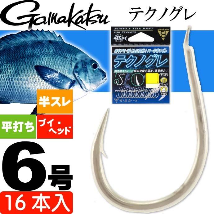 Gamakatsu（がまかつ） テクノグレ 68292 グレ針6号 16本入 釣り具 半