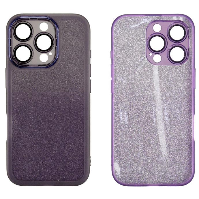 iPhone16Pro ケース パープル グラデーションラメ TPU ソフト