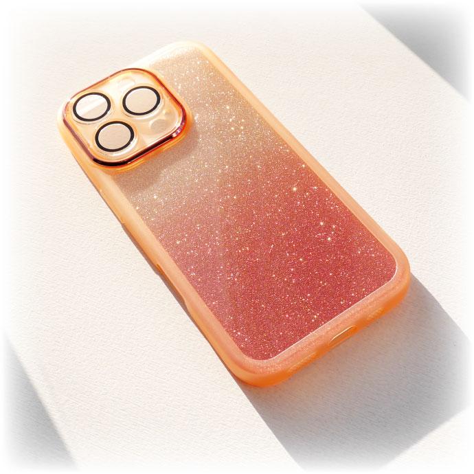 iPhone16ProMax ケース ピンク グラデーションラメ TPU ソフト