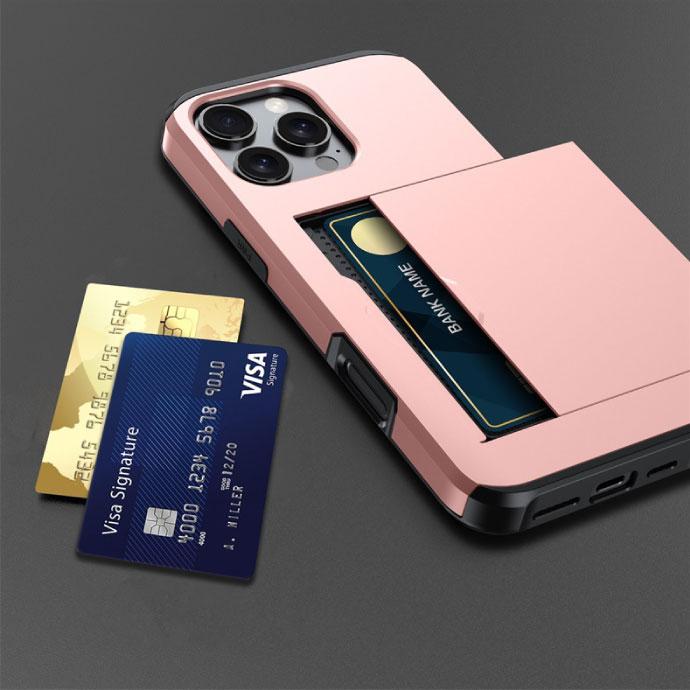 iPhone16Pro ケース カード収納 グレー TPU+PC耐衝撃 iPhone16Pro