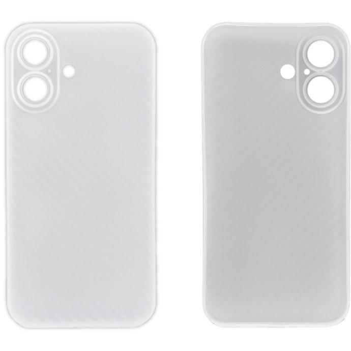 iPhone16 ケース カーボン 軽量 極薄0.3mm ホワイト ハードtype