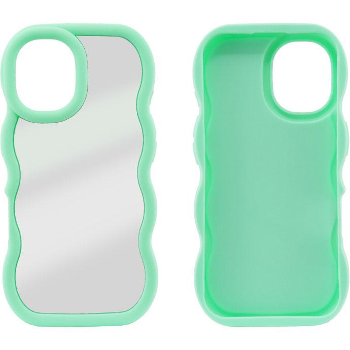 iPhone16 ケース 鏡 ミラータイプ グリーン TPU ソフト おしゃれ