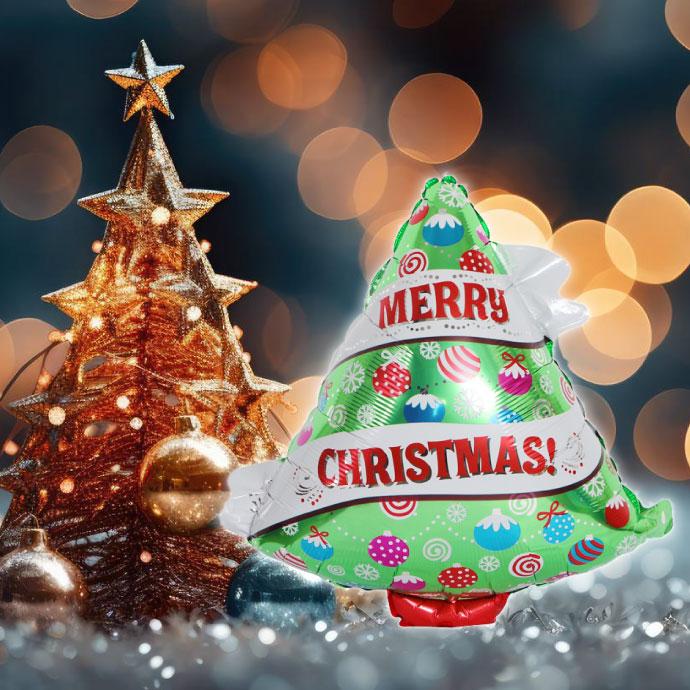バルーン クリスマスツリー キャンディ 68×66cm アルミ風船 イベント