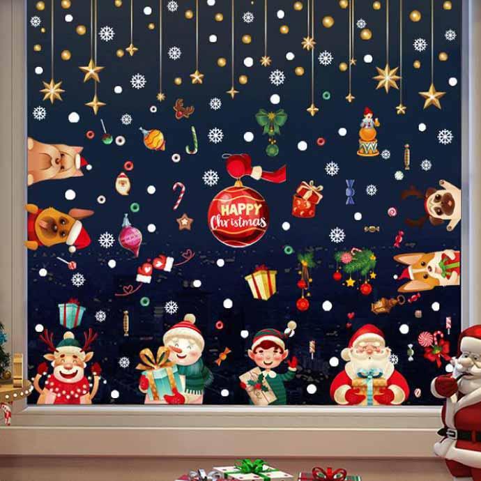 クリスマス ウォールステッカー サンタクロースC 貼ってはがせる静電気  
