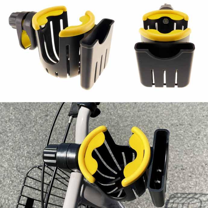 自転車 ボトルケージ スマホホルダー付 黄 ドリンクホルダー