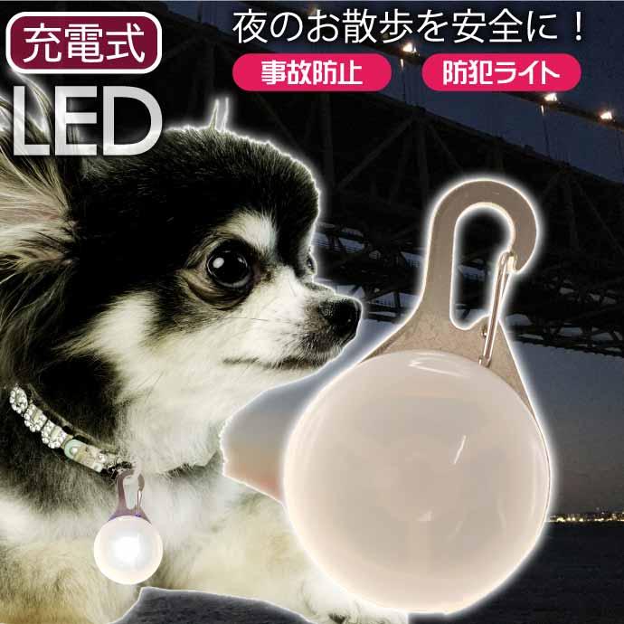 お散歩LEDライト 充電式 首輪用 防犯ライト ホワイト 光るLED お散歩LEDライト 充電式 首輪用 防犯ライト ホワイト 光るLED