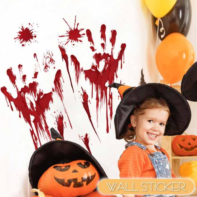 ハロウィン ウォールステッカー ゾンビ 血の跡 手形 血痕 クロス