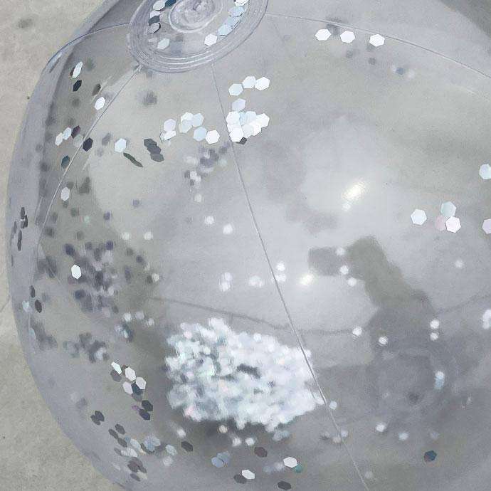 ビーチボール 40cm シルバー ラメ入り 浮き輪 うきわ 海水浴