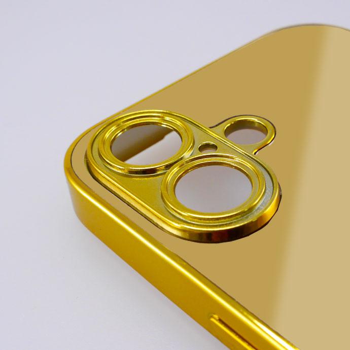 iPhone16 ケース ミラー 鏡付き ゴールド ハードtype iPhoneケース
