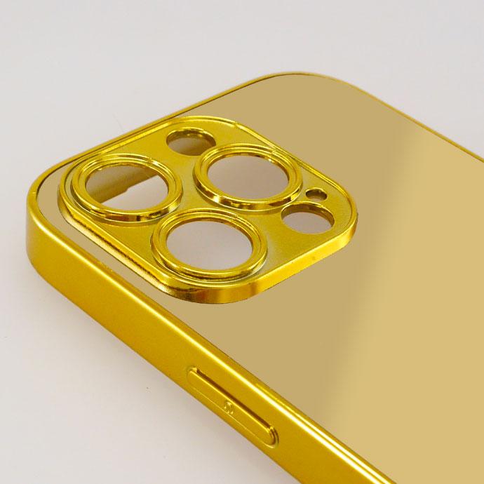 iPhone16Pro ケース ミラー 鏡付き ゴールド ハードtype iPhoneケース