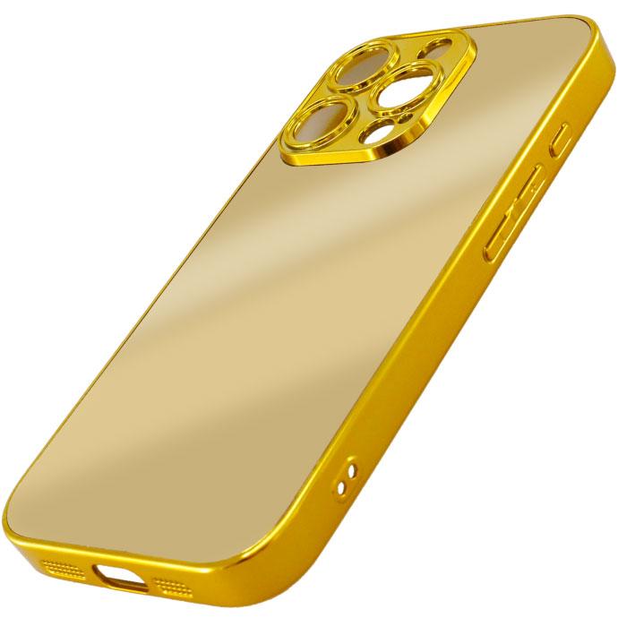 iPhone16Pro ケース ミラー 鏡付き ゴールド ハードtype iPhoneケース