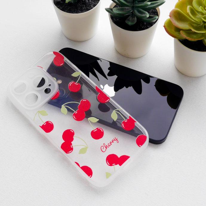 iPhone16 Plus Pro ProMax ケース チェリー クリア TPU ソフト 耐衝撃