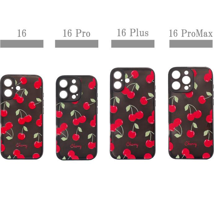 iPhone16 Plus Pro ProMax ケース チェリー クリア TPU ソフト 耐衝撃