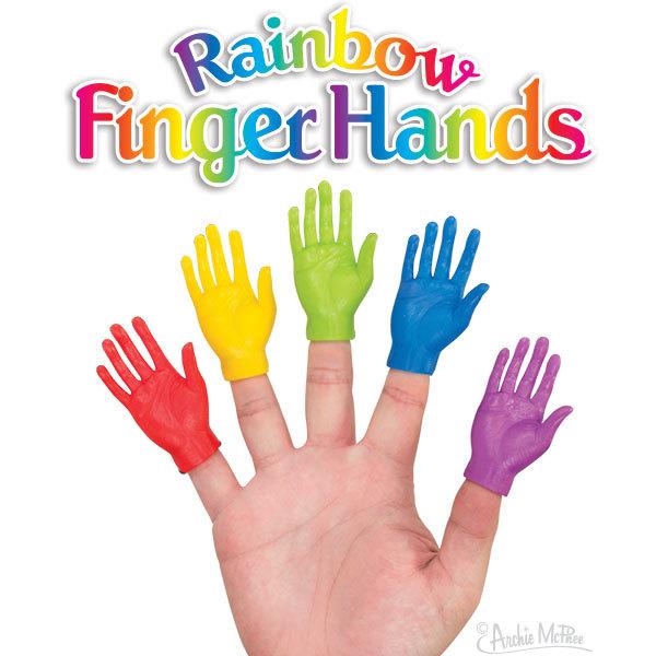 レインボー フィンガー ハンド 5個セット Rainbow Finger Hands 指につける 小さな手 手 カラフル おもちゃ 面白 【メール便OK】｜abspec