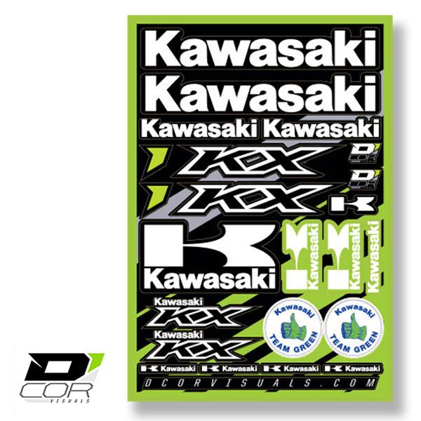 ディコール カワサキ ロゴ ステッカー 24枚セット D'COR Kawasaki Decal Sheet デカール ダイカット 車 バイク