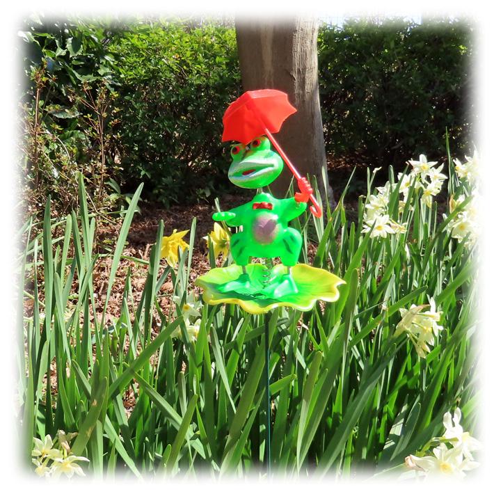 フロッグ ウィズ アンブレラ ヤード ステイク Garden Stake カエル 蛙