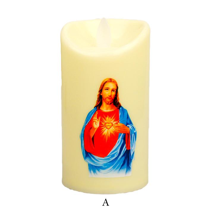 炎がゆれる イエス キリスト LED キャンドル ライト Jesus Christ LED Candles Lamp (A) ろうそく 蝋燭