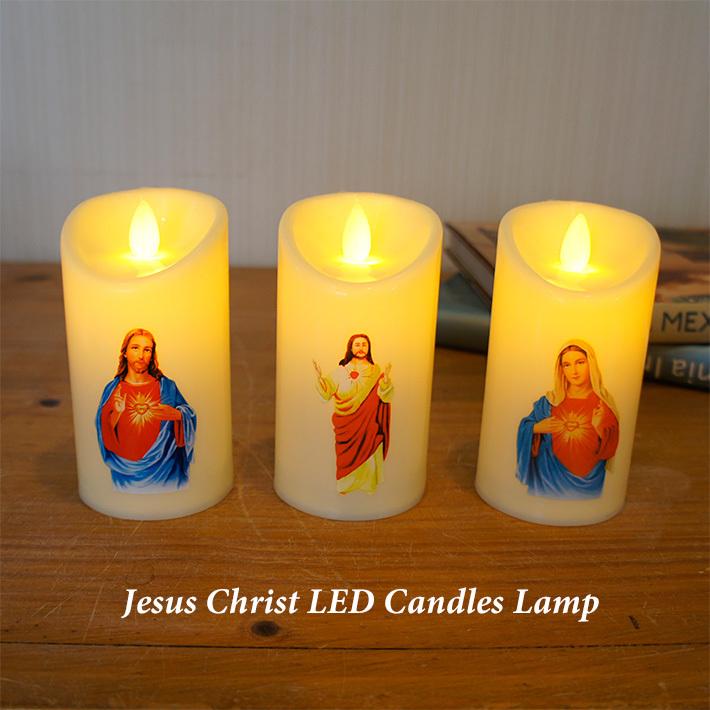 炎がゆれる イエス キリスト LED キャンドル ライト Jesus Christ LED Candles Lamp (A) ろうそく 蝋燭 クリスマス 電池｜abspec｜02