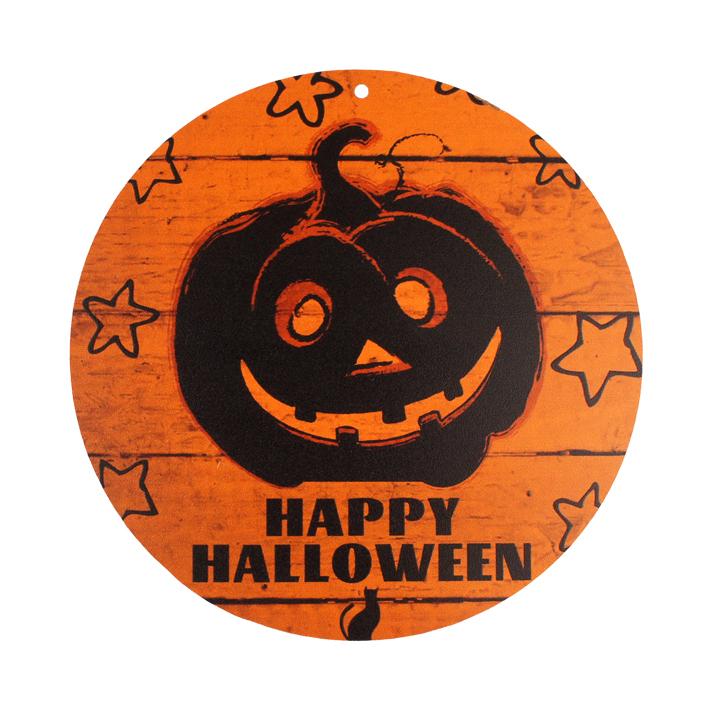 ハロウィン 丸型 サイン プレート (C) Halloween Wooden