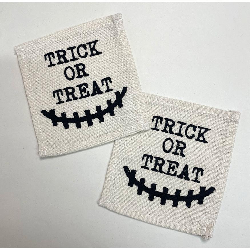ハロウィン コースター 2枚セット 生成りホワイト TRICK ORTREAT 100均 パーティーグッズ