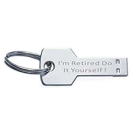 【お買得！】 Keyring Flash Memory Stick Key USB 16GB Text I'm Retired Do It Yourself! USBメモリ