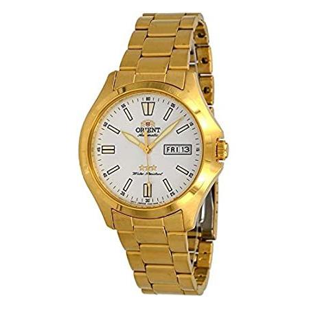 第一ネット Orient 自動腕時計 日付 夜光インデックス シルバー文字盤 3スター ステンレススチール ゴールドトーン メンズ RA-AB0F06S 腕時計