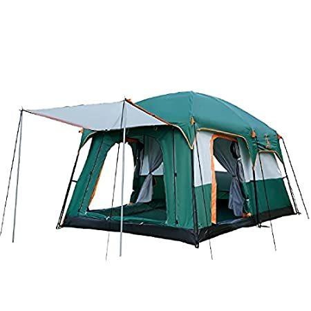 【上品】 KTT 大型テント アウトド 大きなテント 二層 防水 メッシュ付き 3窓 3ドア ストレートウォール 2ルーム ファミリーキャビンテント 4~6人用 その他テント